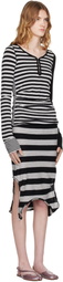 OPEN YY Black & White Convertible Hook Top Midi Dress