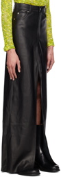 Theophilio SSENSE Exclusive Black Leather Maxi Skirt