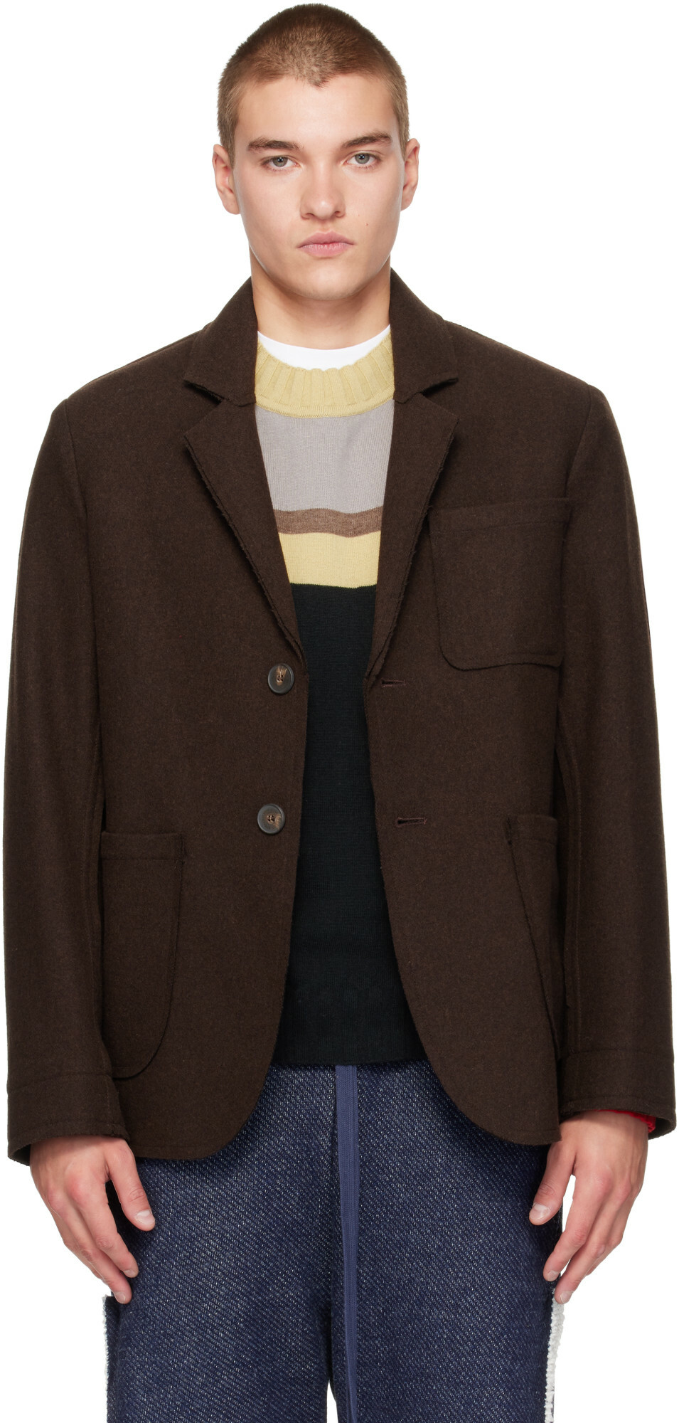 Edward Cuming Brown Raw Soft Blazer