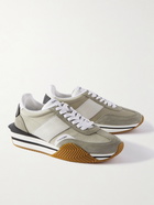 TOM FORD - James Rubber-Trimmed Leather, Suede and Nylon Sneakers - Gray