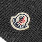 Moncler Men's Logo Beanie in Dark Grey