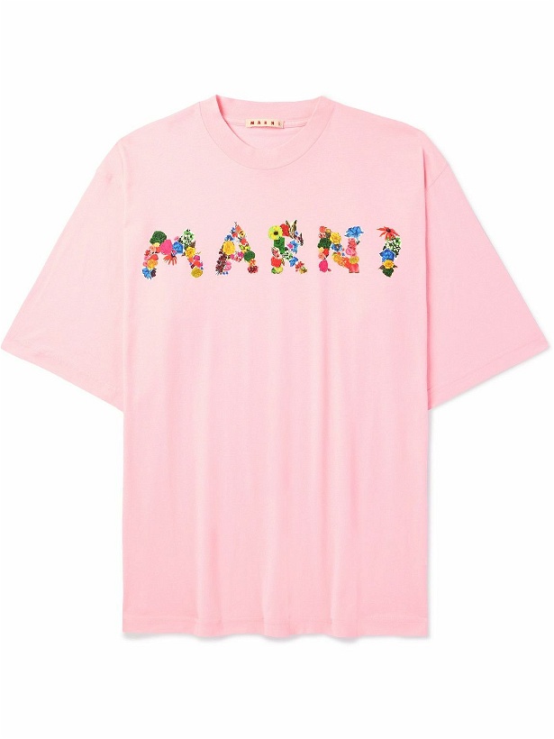 Photo: Marni - Logo-Print Cotton-Jersey T-Shirt - Pink