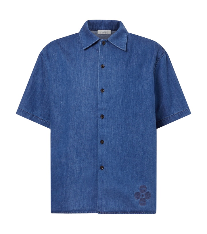 Photo: Commas Embroidered oversized cotton-blend denim bowling shirt