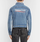 Balenciaga - Cropped Embroidered Distressed Denim Jacket - Men - Indigo