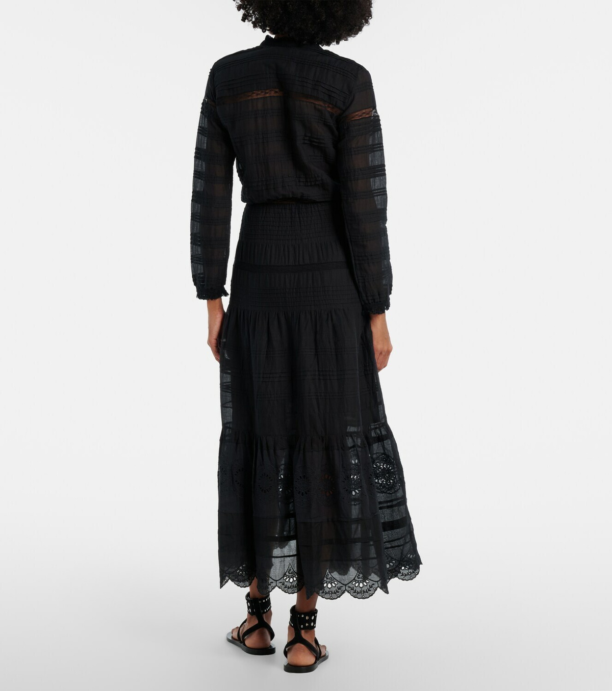Marant Etoile Daniva lace-trimmed cotton midi dress