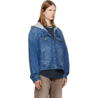 Palm Angels Blue Curved Logo Denim Jacket