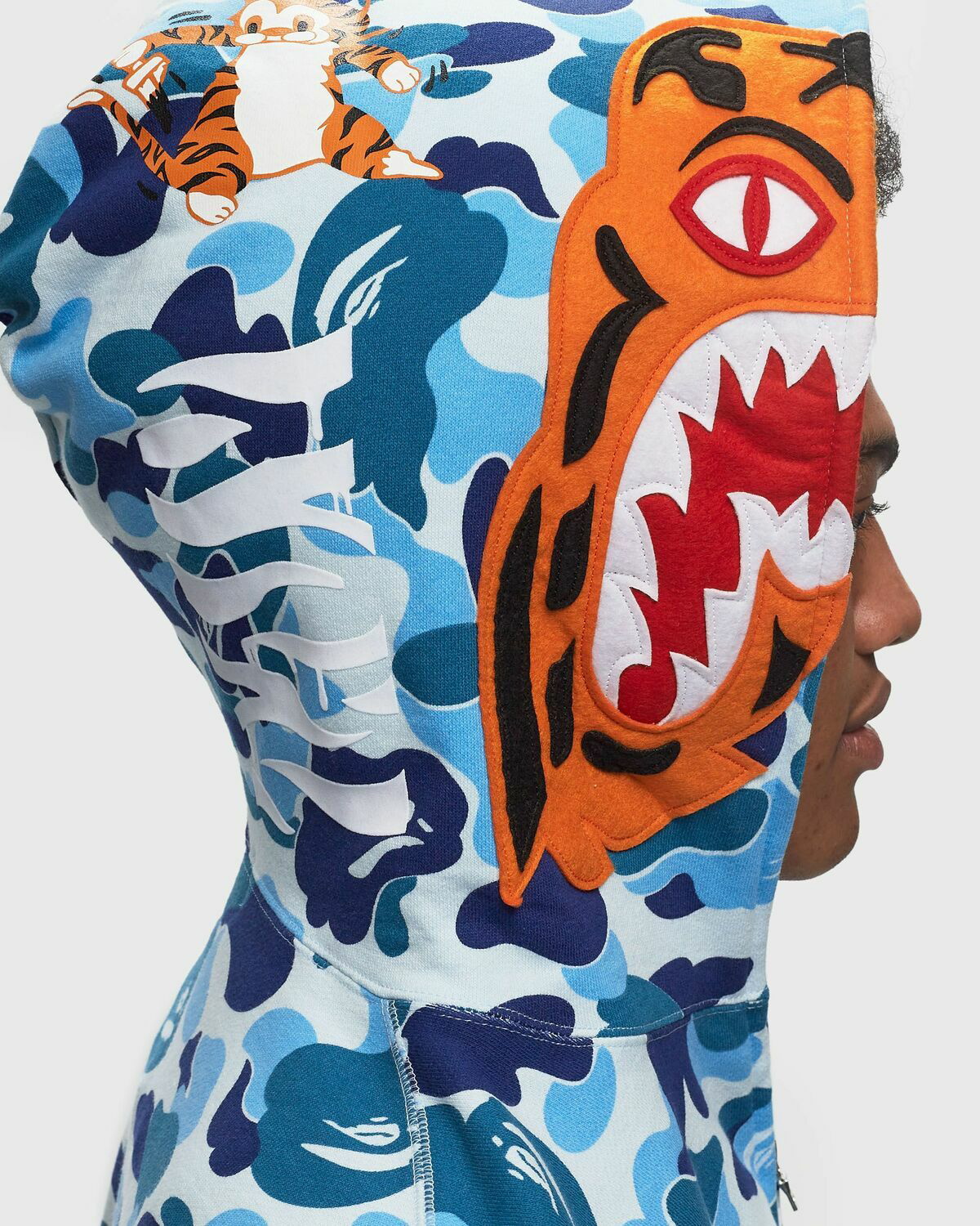 A Bathing Ape Abc Camo Tiger Full Zip Hoodie Blue Hoodies