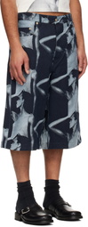 Wales Bonner Navy Theaster Gates Edition 'The Jet Zip' Denim Shorts