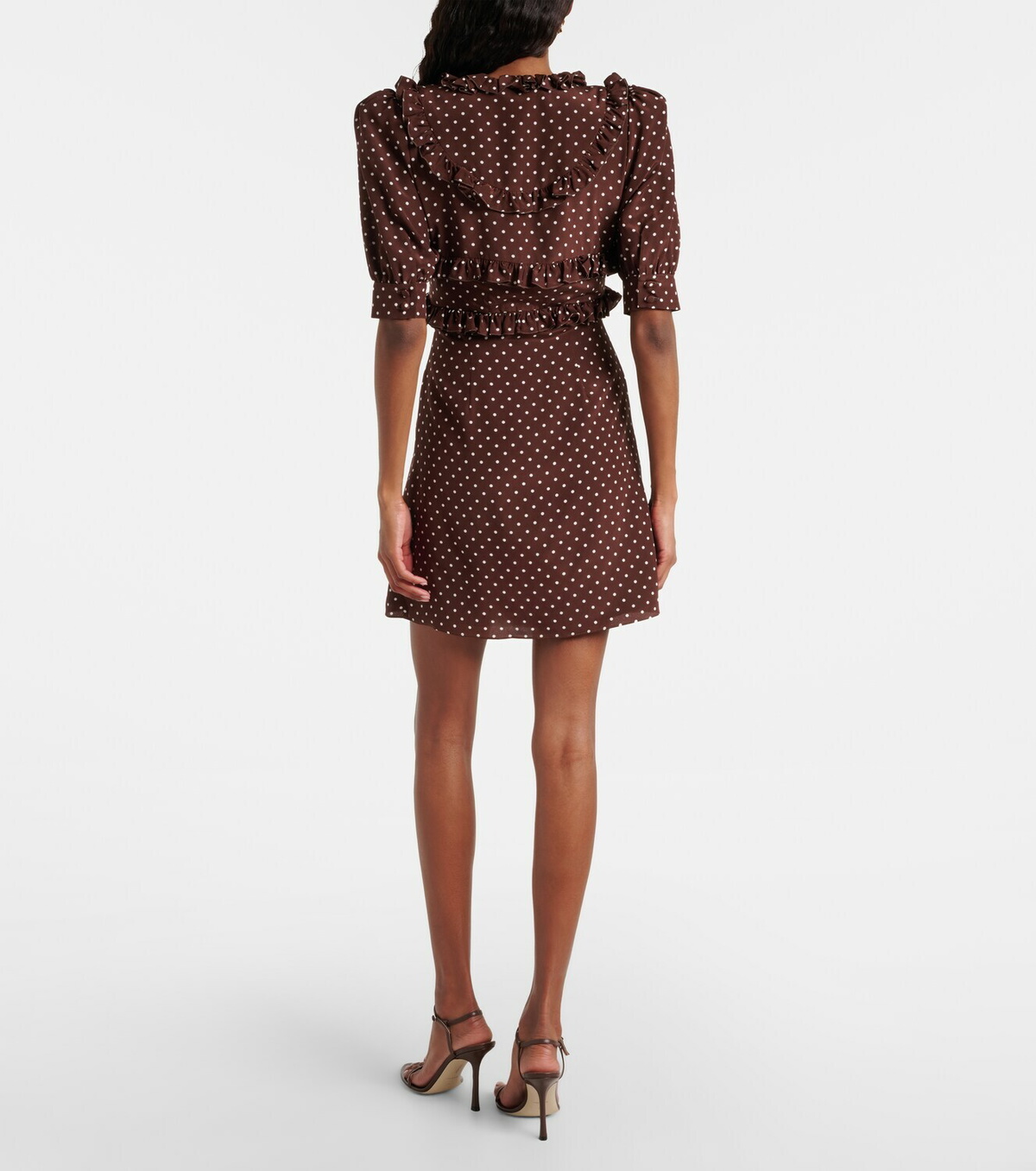 Alessandra Rich Polka-dot ruffled silk minidress