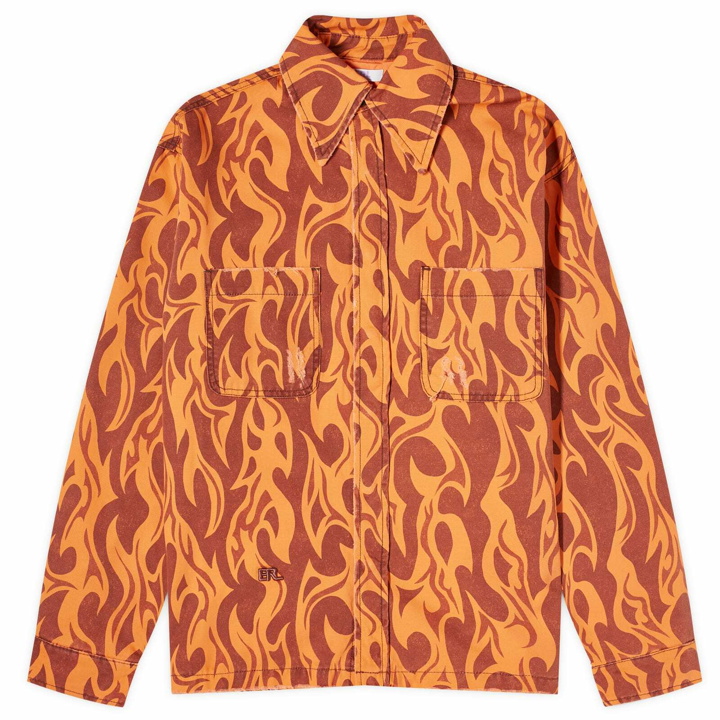 Photo: ERL Men's Flame Canvas Overshirt in Orange