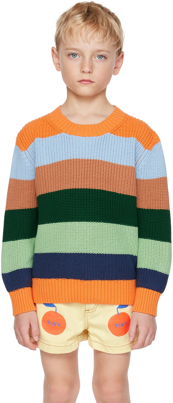 TINYCOTTONS Kids Orange Stripes Sweater