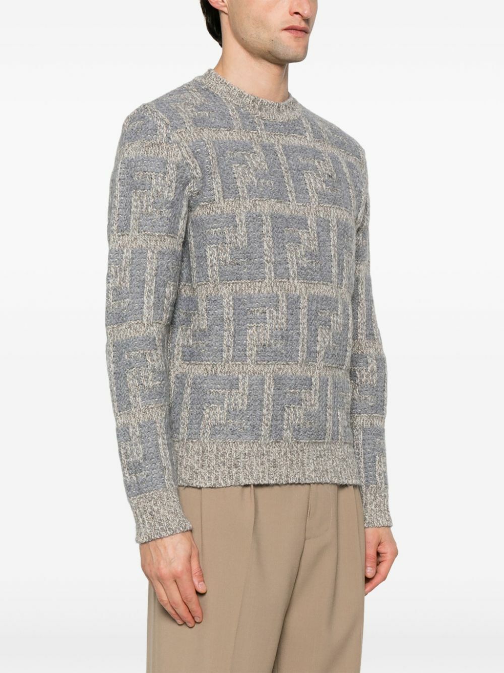 FENDI Grey FF-Pattern Sweater Fendi