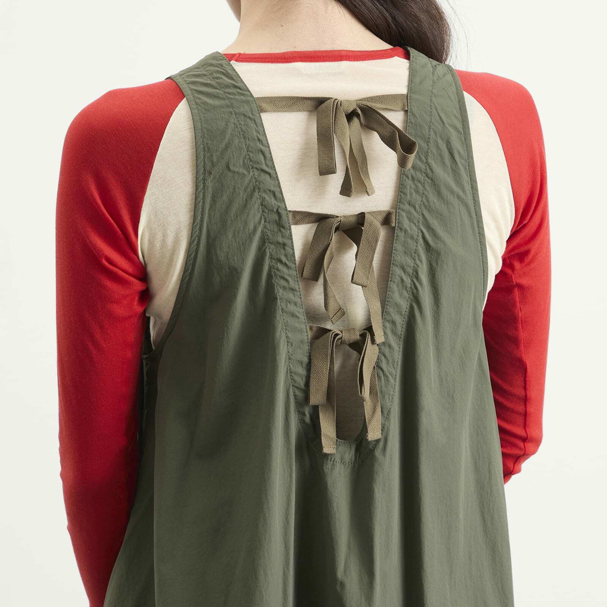 Beams Boy Women's Nylon Midi Dress in Olive