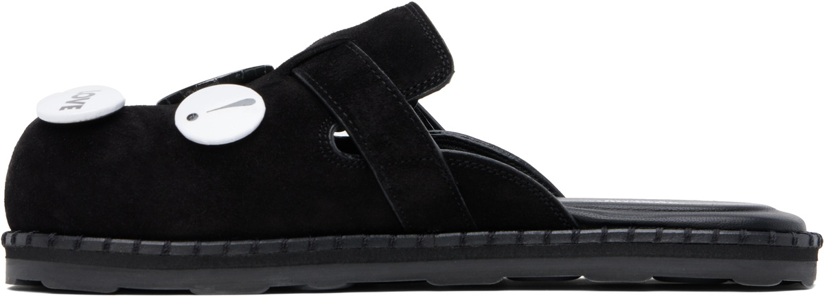 Moschino Black Cow Suede Sporty Mules