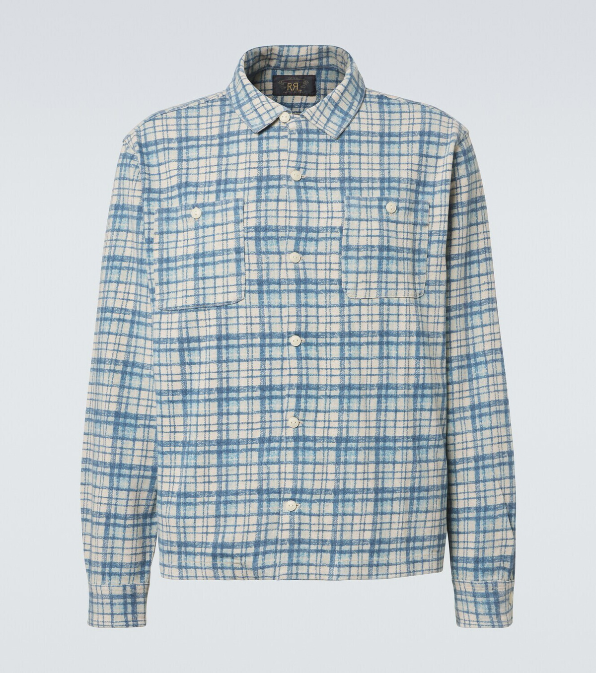 RRL Plaid cotton and linen jersey shirt