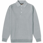 Beams Plus Men's 12g Knitted Polo Shirt in Ice Blue