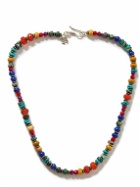 Peyote Bird - Bedouin Silver and Leather Multi-Stone Beaded Necklace