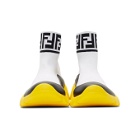 Fendi White Tech Knit Forever Fendi High-Top Sneakers