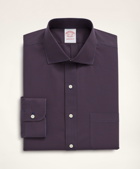 Brooks Brothers Men's Stretch Madison Relaxed-Fit Dress Shirt, Non-Iron Poplin English Spread Collar Gingham | Purple