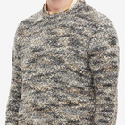 Folk Men's Mixed Yarn Crew Knit in Slate Olive Mix