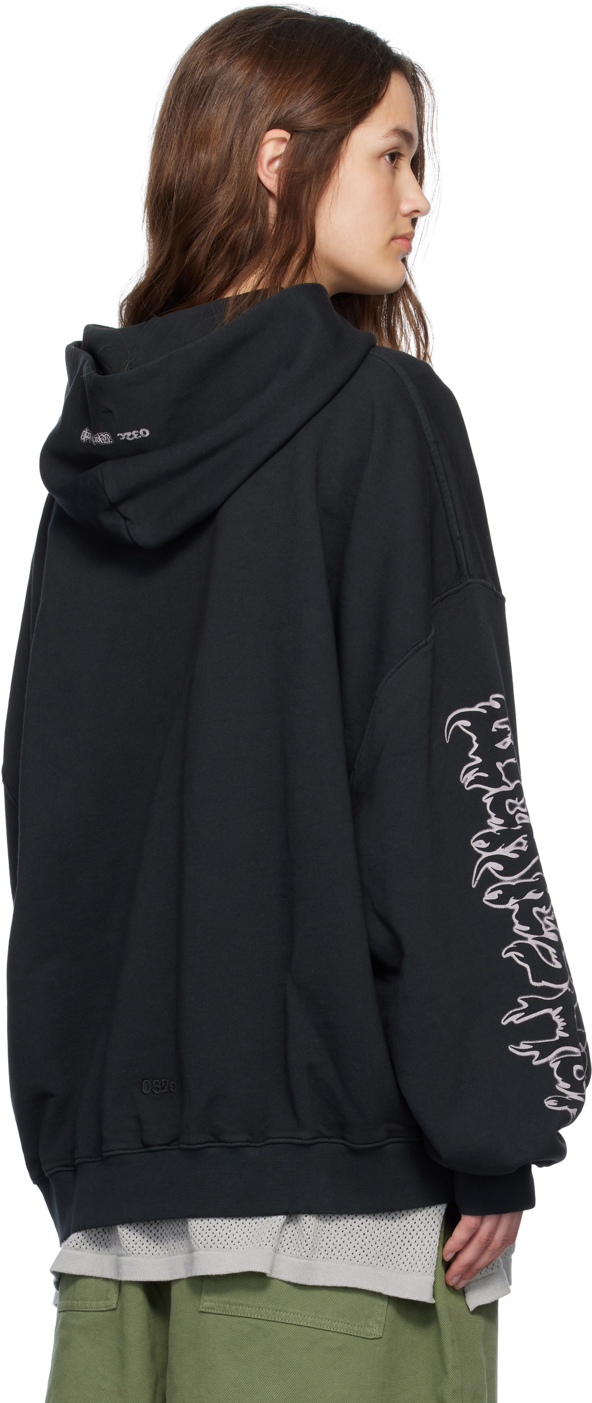 032c Black Faithless Oversized Hoodie
