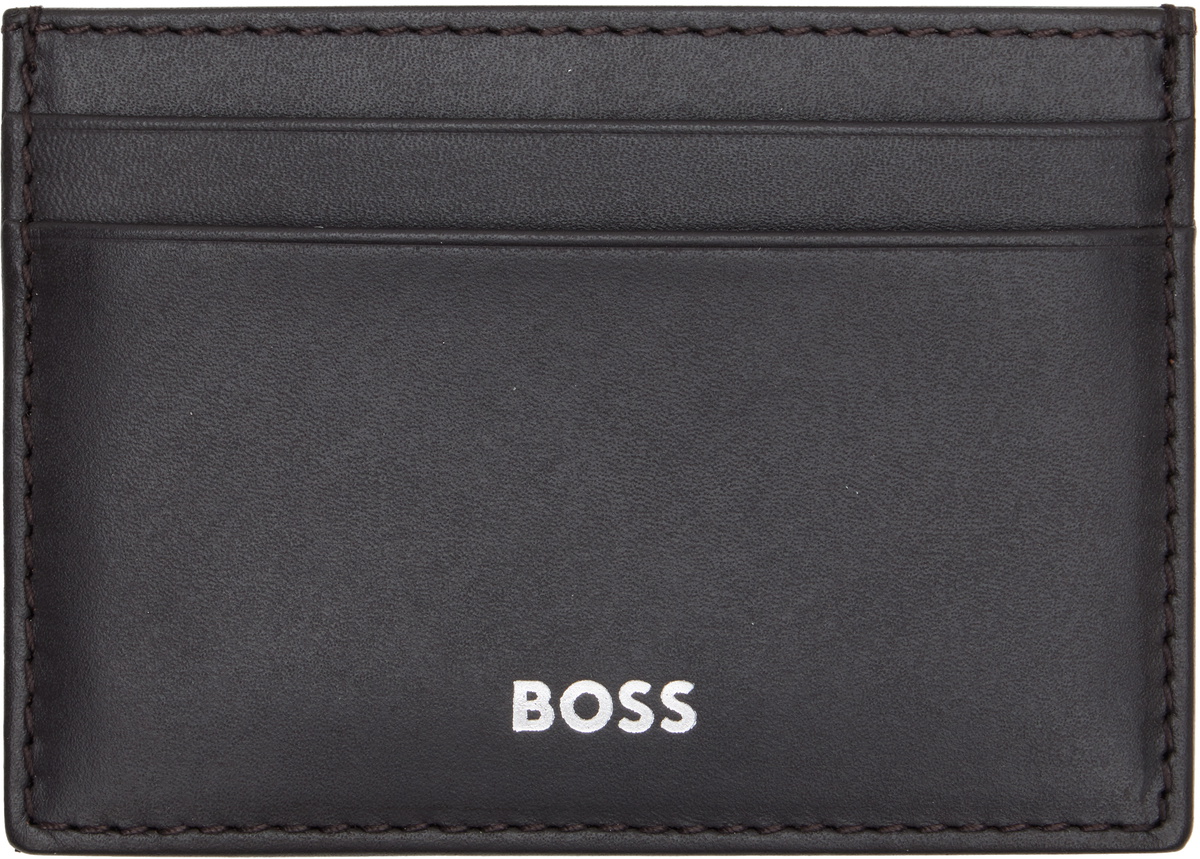 BOSS Black Logo Stamp Leather Card Holder