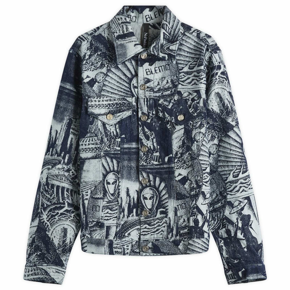No Problemo Men's Apocalypse Jacquard Trucker Jacket in Blue