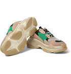 Balenciaga - Triple S Mesh, Nubuck and Leather Sneakers - Men - Beige