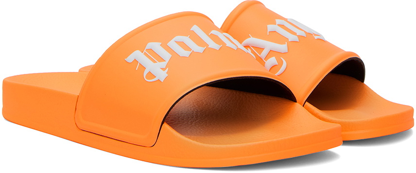 Palm Angels Orange Printed Slides Palm Angels