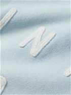 SAINT Mxxxxxx - Logo-Appliquéd Distressed Cotton-Jersey Hoodie - Blue
