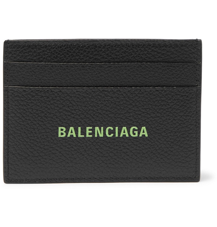 Photo: BALENCIAGA - Logo-Print Full-Grain Leather Cardholder - Black