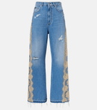 Dolce&Gabbana Lace-trimmed wide-leg jeans