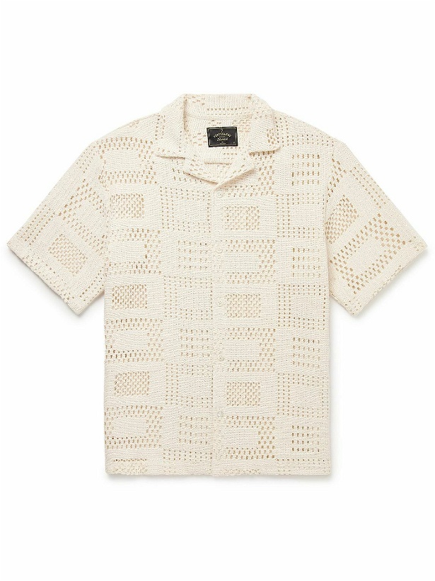 Photo: Portuguese Flannel - Camp-Collar Crocheted Cotton-Blend Shirt - Neutrals