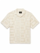 Portuguese Flannel - Camp-Collar Crocheted Cotton-Blend Shirt - Neutrals
