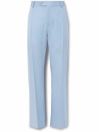 Small Talk - Throwing Fits Straight-Leg Pintucked Wool-Gabardine Suit Trousers - Blue
