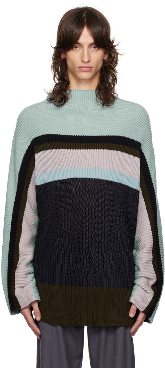 Kiko Kostadinov Blue Intarsia Nolan Sweater Kiko Kostadinov