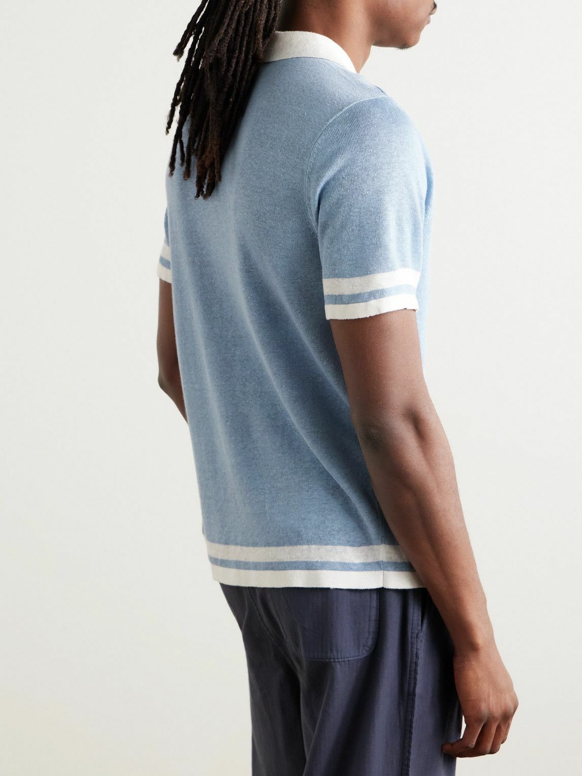 Onia - Camp-Collar Two-Tone Linen Shirt - Blue