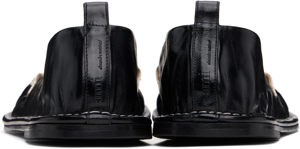 AMI Paris Black & Off-White Leather Midi Loafers