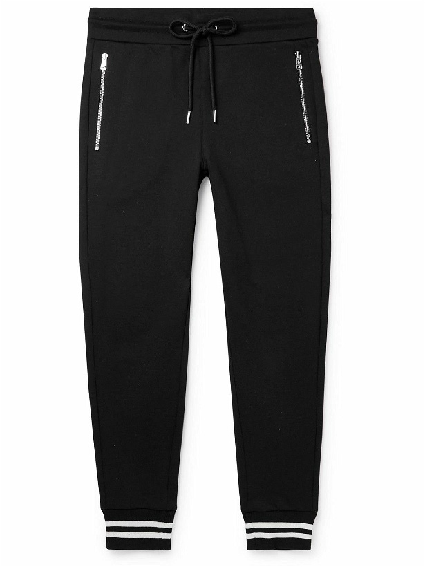Photo: Moncler - Tapered Striped Cotton-Jersey Sweatpants - Black
