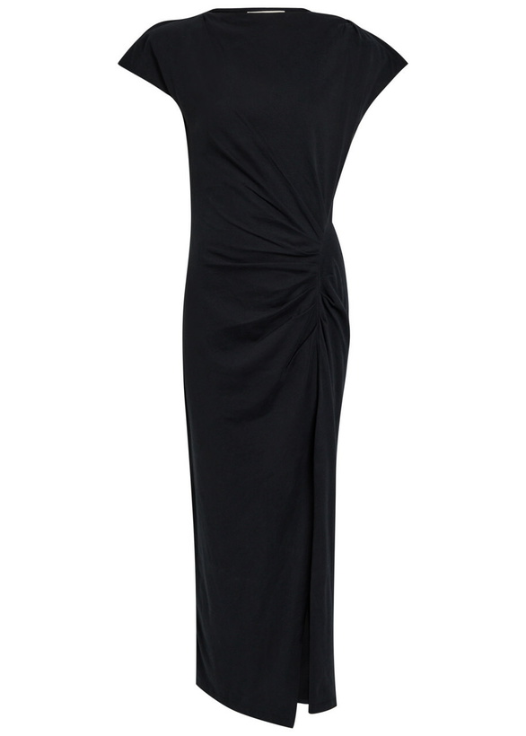 Photo: Isabel Marant Nadela Gathered Cotton Midi Dress Black