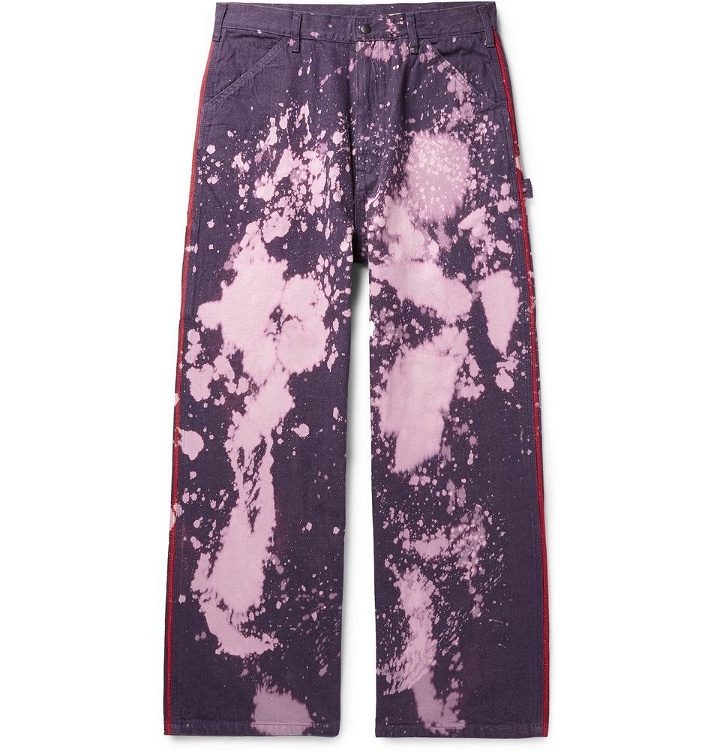Photo: Needles - Wide-Leg Bleach-Splattered Denim Jeans - Purple