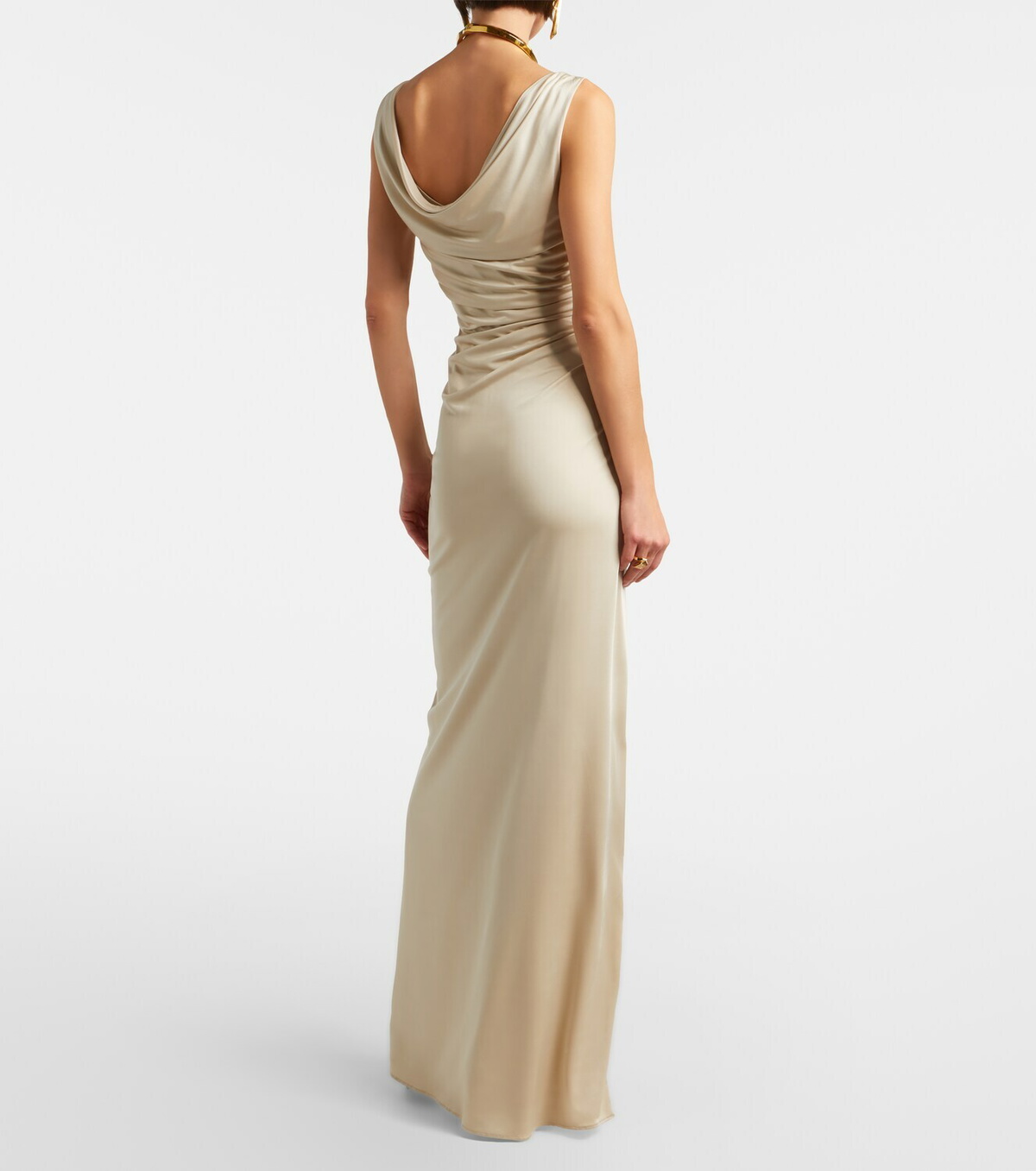 Versace Medusa ruched jersey gown