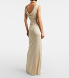 Versace Medusa ruched jersey gown