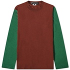 Comme des Garçons Homme Plus Men's Contrast Sleeves Crew Knit in Brown/Dark Green