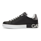 Dolce and Gabbana Black and Silver Portofino Logo Sneakers