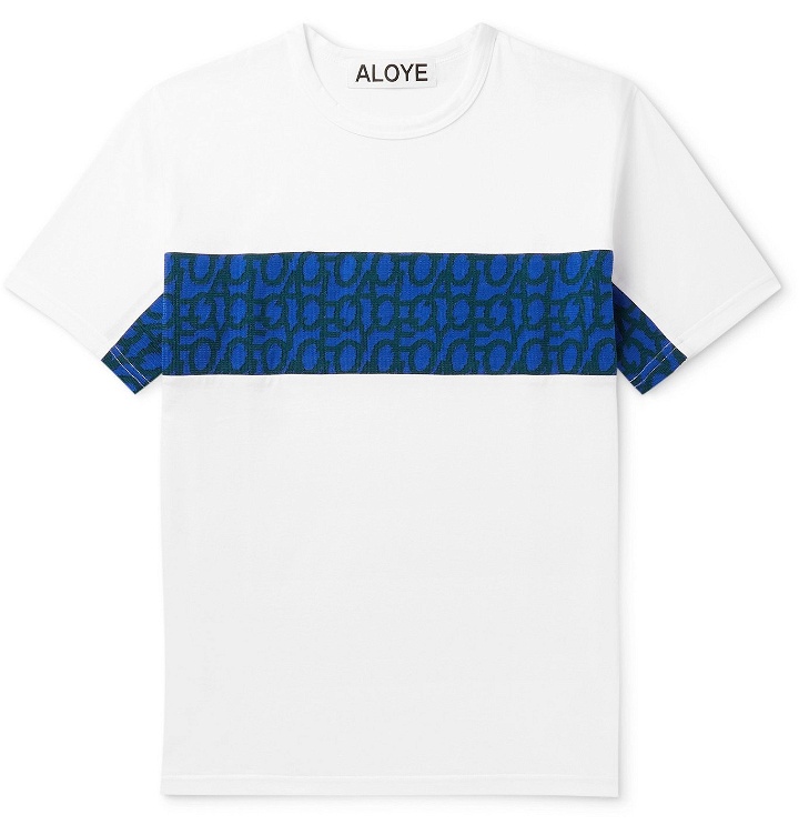 Photo: Aloye - Jacquard-Panelled Cotton-Jersey T-Shirt - White