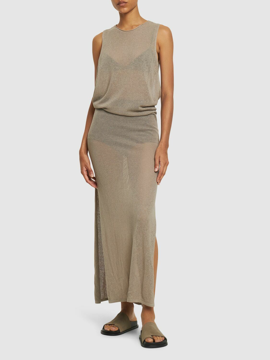 st agni mesh dress ST. AGNI Circle mesh and crepe maxi dress