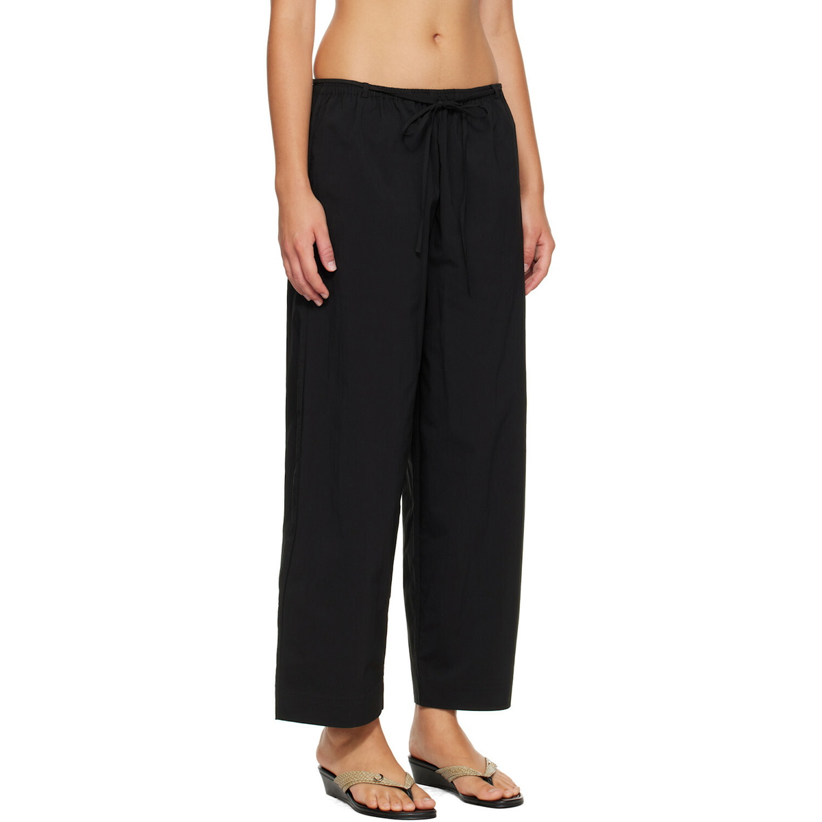 St. Agni Black Fine Rouleau Crop Trousers