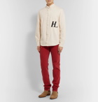 Helmut Lang - Button-Down Collar Logo-Embroidered Cotton-Twill Shirt - Neutrals