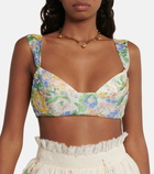 Zimmermann - Floral linen and silk bustier top